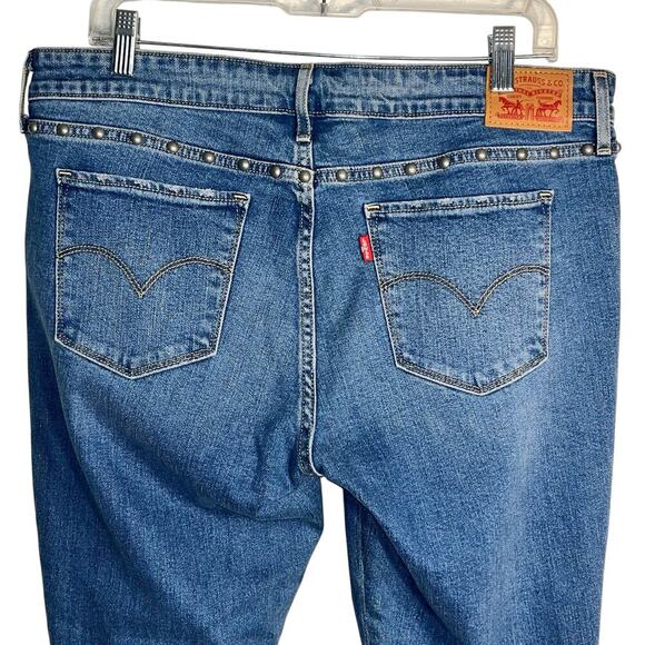 Levi’s 711 Skinny Blue Studded Jeans Mid Rise Stretch Denim – Women’s Size 32” - Picture 4 of 7